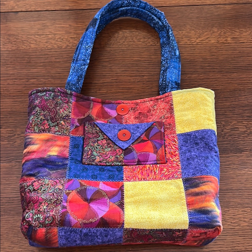 Blue and Multicolor Tote Bag